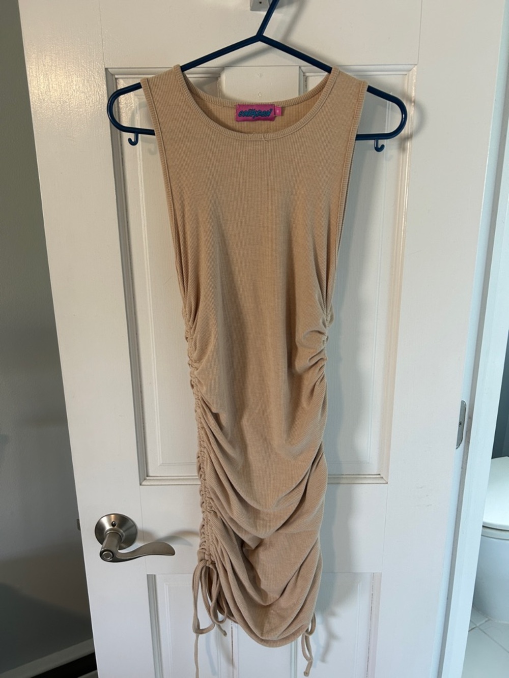 Edikted Beige Ruched Tank Dress